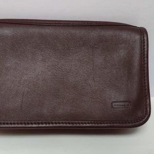 Coach Brown Leather Zip Top Wallet Case 90s style Excellent Condition